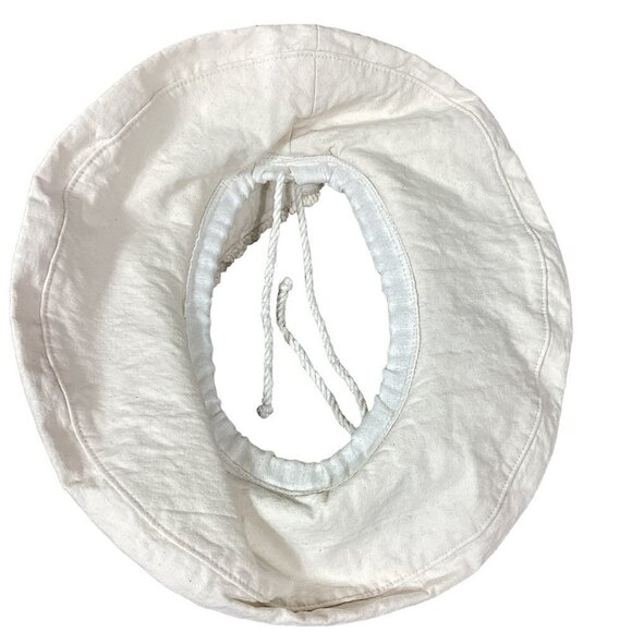 Wallaroo Floppy Canvas Wide Brim Open Top Sun Hat Cotton Macrame Off White 268A - Picture 7 of 8
